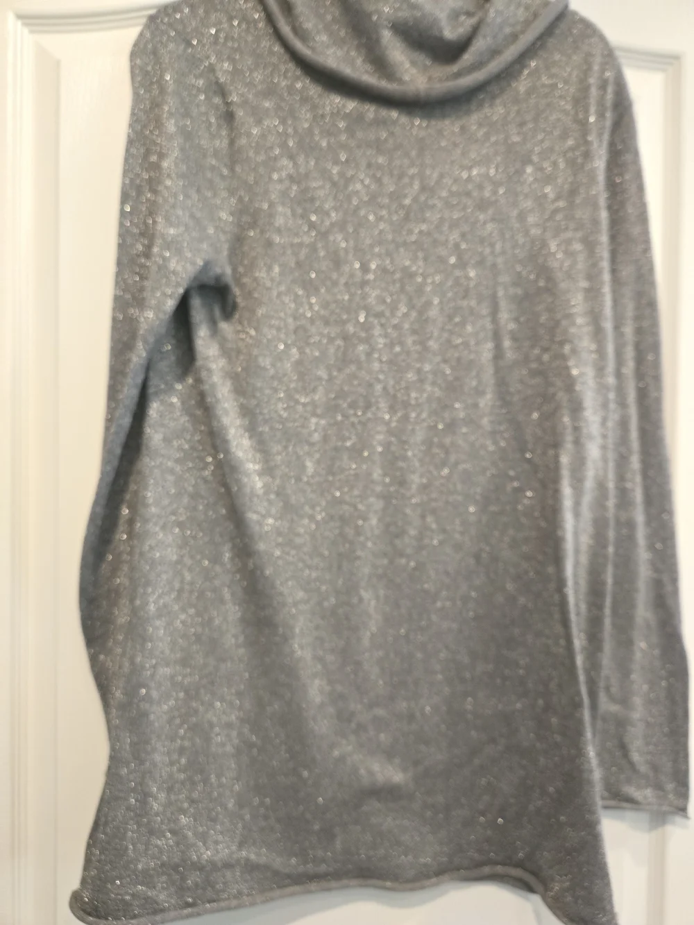 Jones New York Metallic Silver Cowl Neck Top